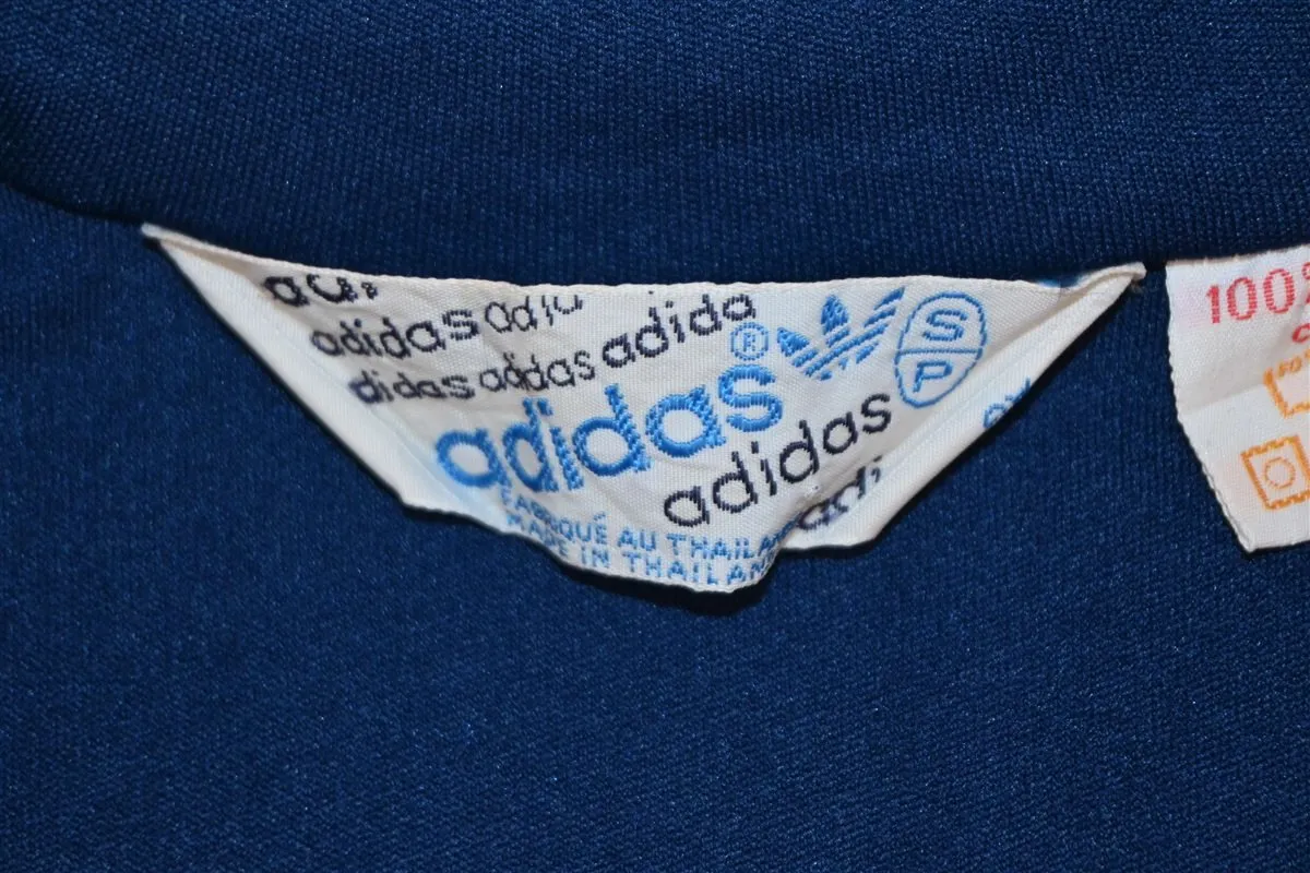 80s Adidas Blue Trefoil Three Stripe Track Jacket Small