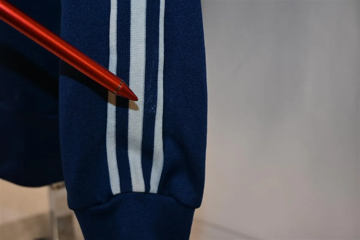 80s Adidas Blue Trefoil Three Stripe Track Jacket Small