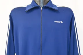 80s Adidas Blue Trefoil Three Stripe Track Jacket Small