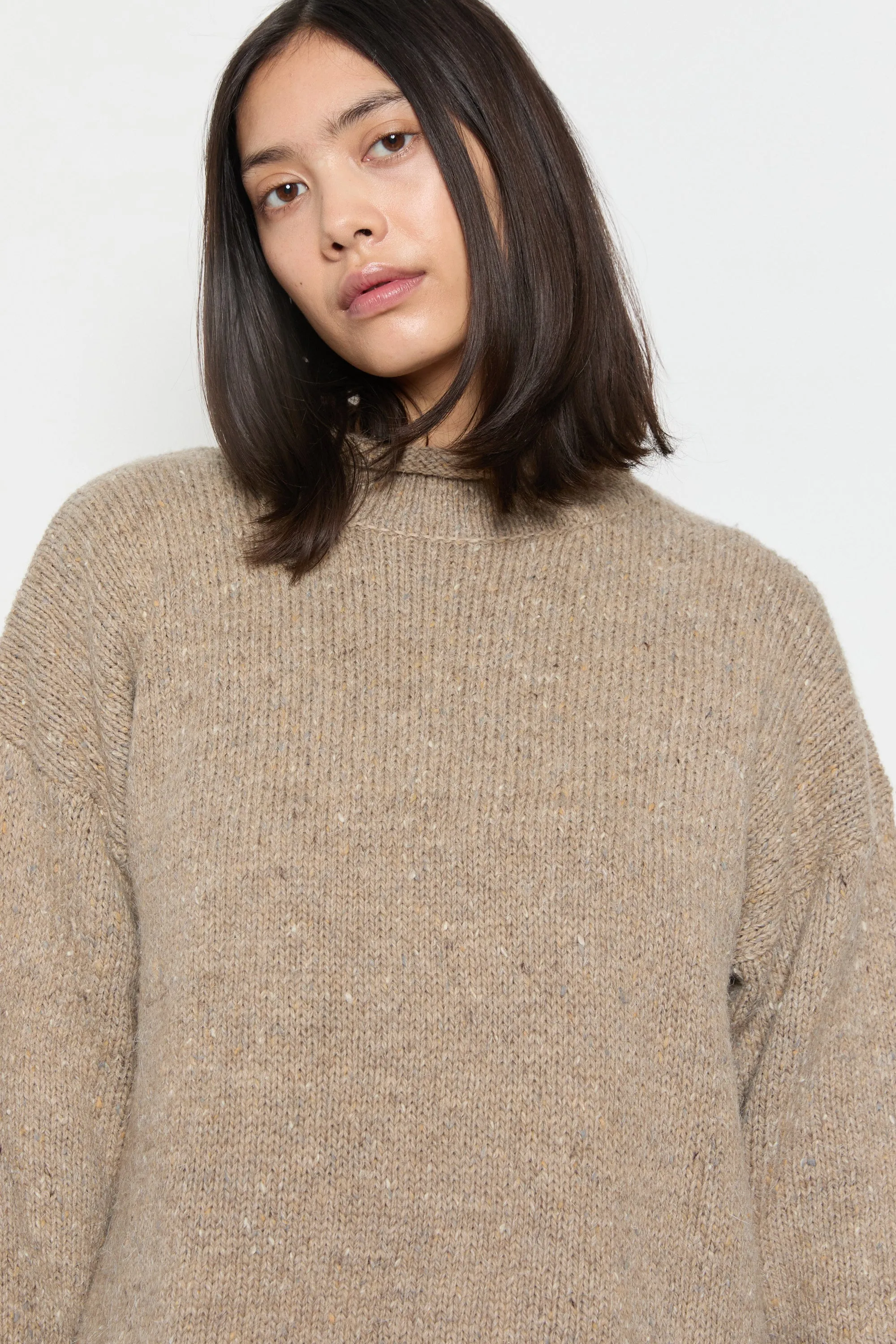 90s Taupe Fringe Tunic Sweater L