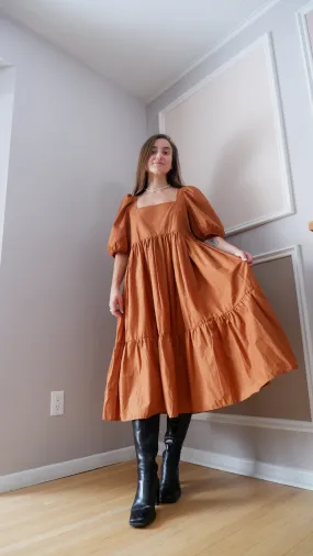 A Bronze Age Cinnamon Tiered Babydoll Dress - L