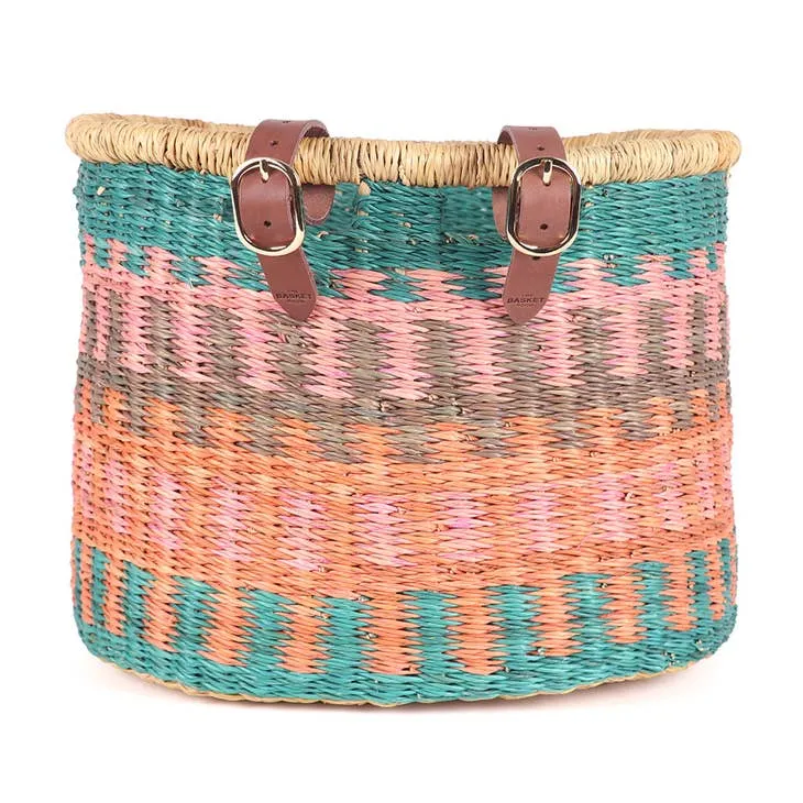 Adult Bike Basket - Peach / Turquoise