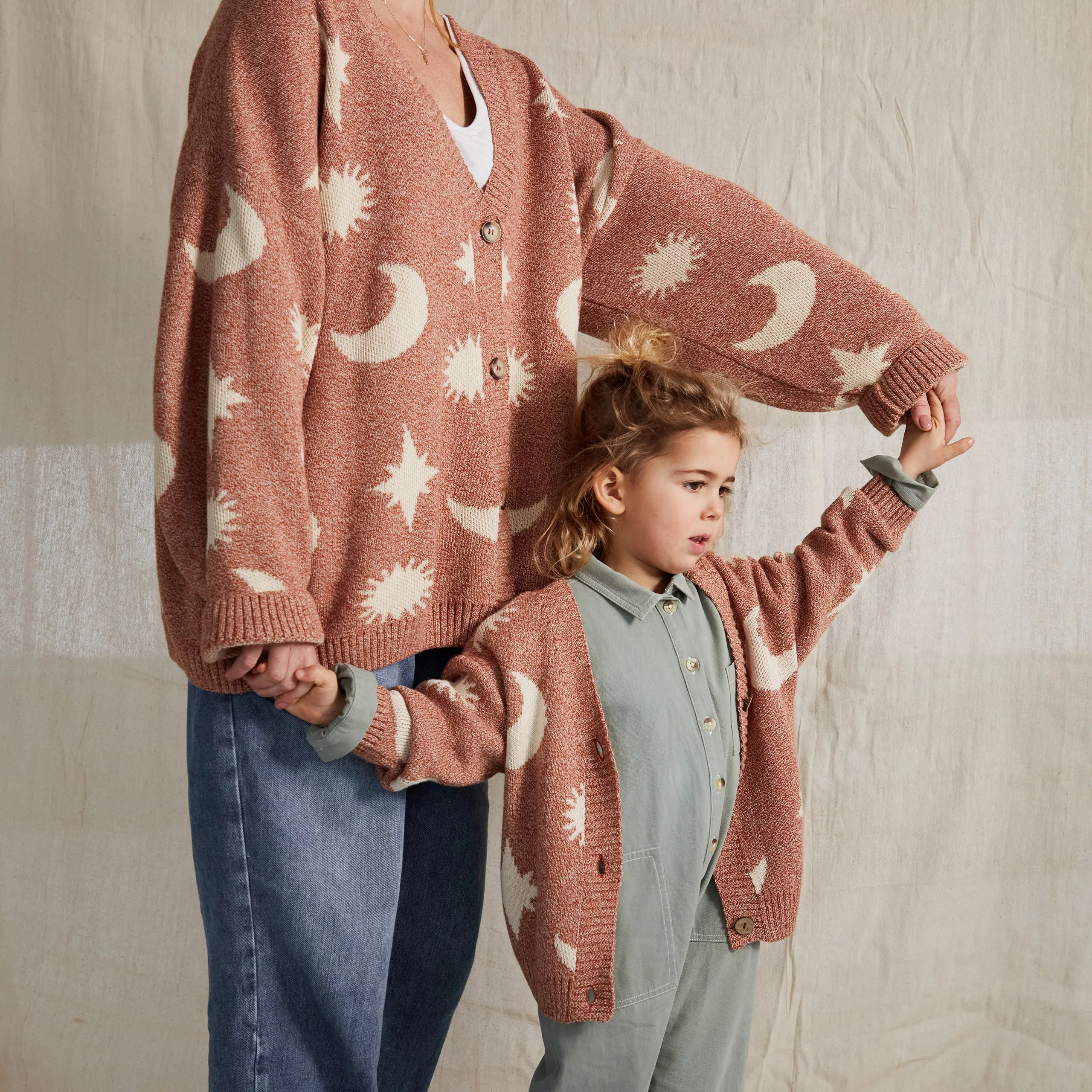 Adult Cardigan Russet Moons Stars