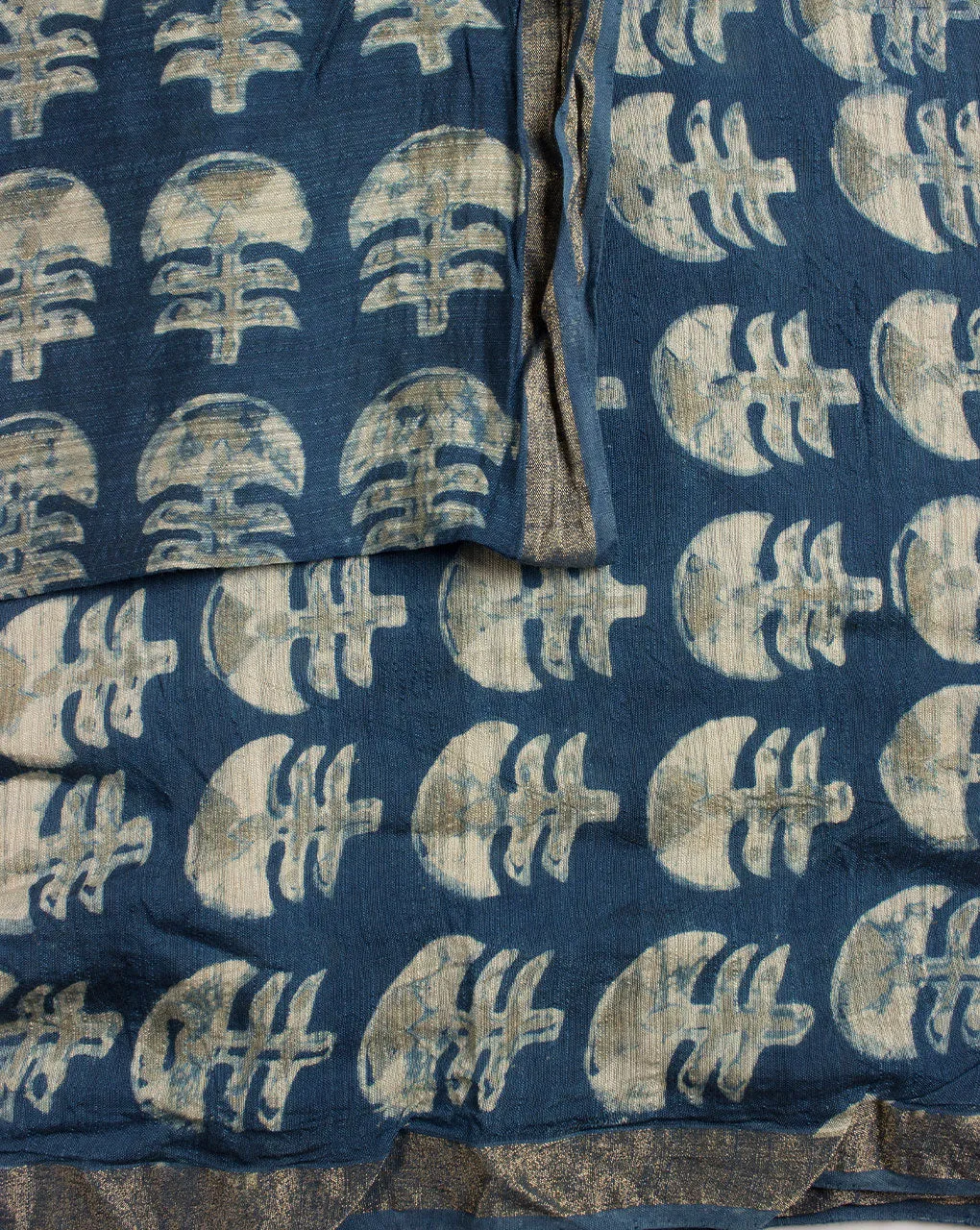Akola Hand Block Mercerized Slub Chanderi Fabric