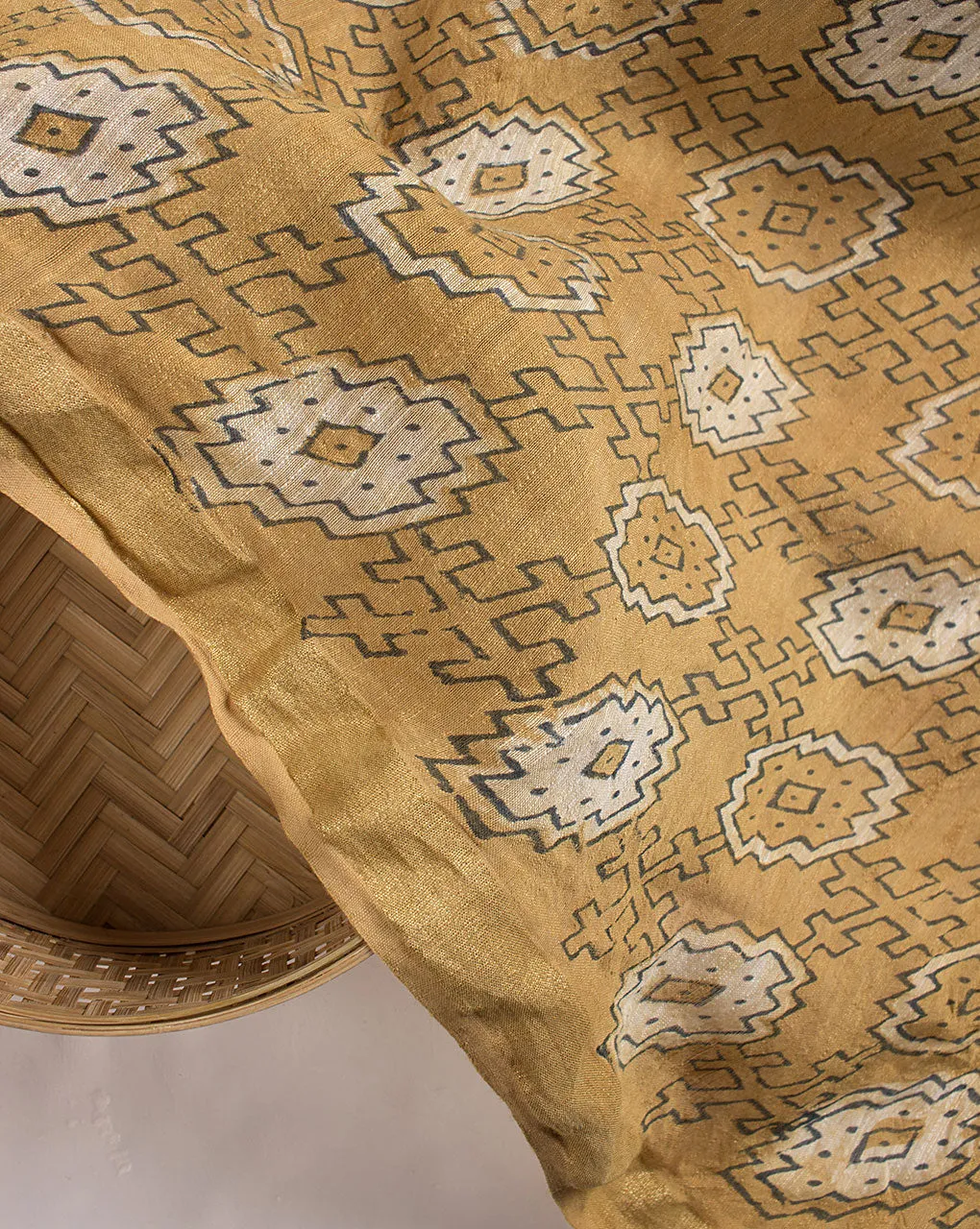 Akola Hand Block Mercerized Slub Chanderi Fabric