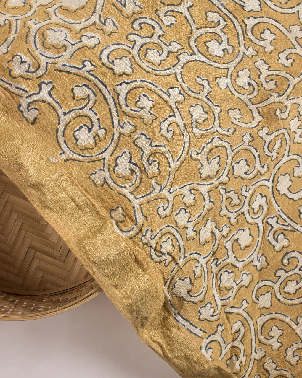 Akola Hand Block Mercerized Slub Chanderi Fabric