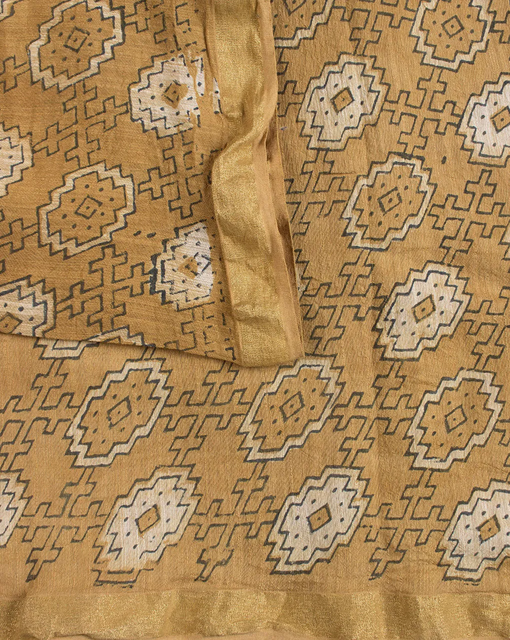 Akola Hand Block Mercerized Slub Chanderi Fabric