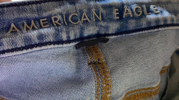 American Eagle Men's AirFlex  Slim Patched Distressed Jeans Blue (Size: 44 x 32)