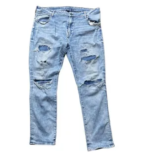 American Eagle Men's AirFlex  Slim Patched Distressed Jeans Blue (Size: 44 x 32)