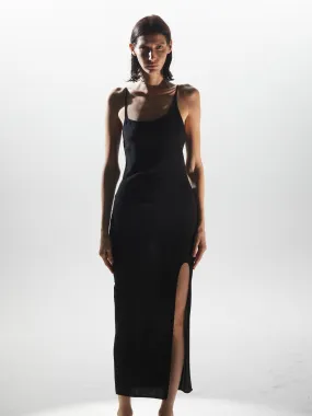 ASYMMETRIC SLIT SLIP DRESS