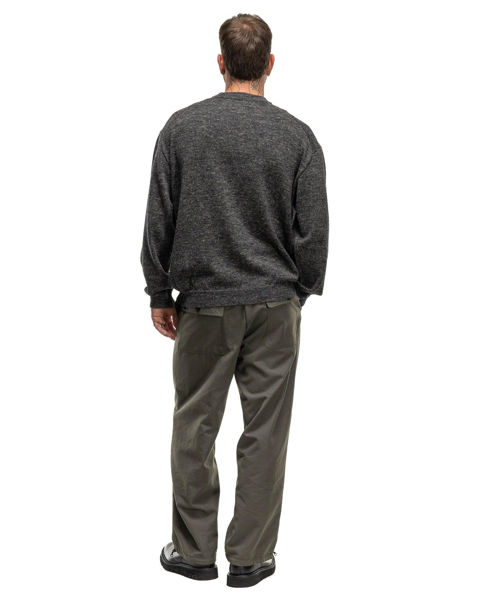 Baby Alpaca Linen Crewneck Sweater Charcoal Grey