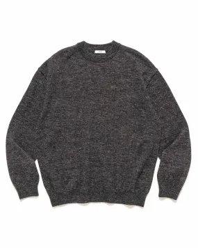 Baby Alpaca Linen Crewneck Sweater Charcoal Grey