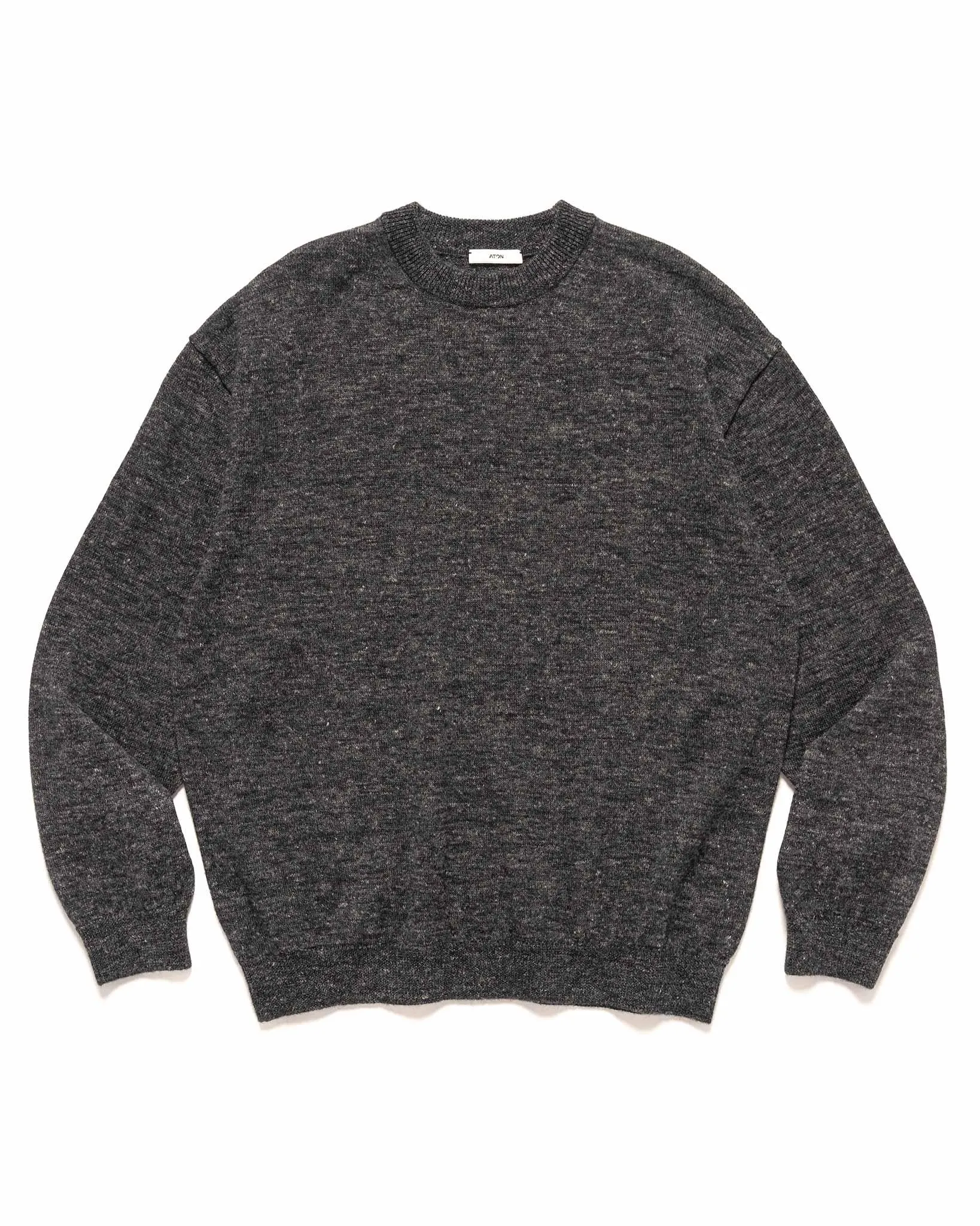 Baby Alpaca Linen Crewneck Sweater Charcoal Grey
