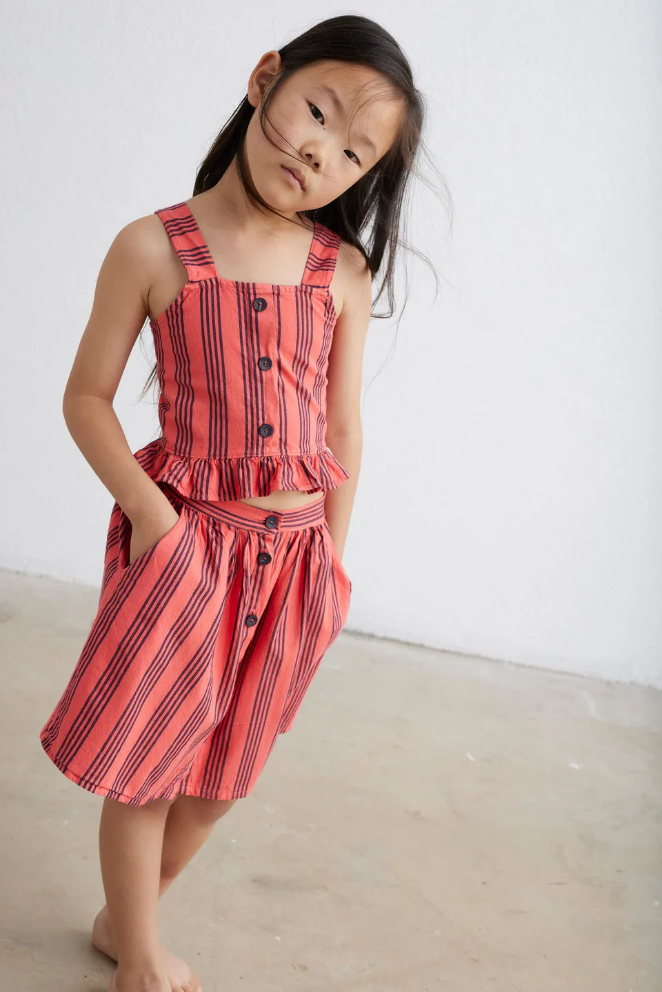 Blue Vintage Stripes Top (model shown in red)