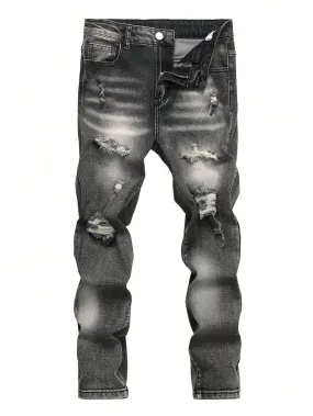 Boy's Ripped Bleach Wash Jeans