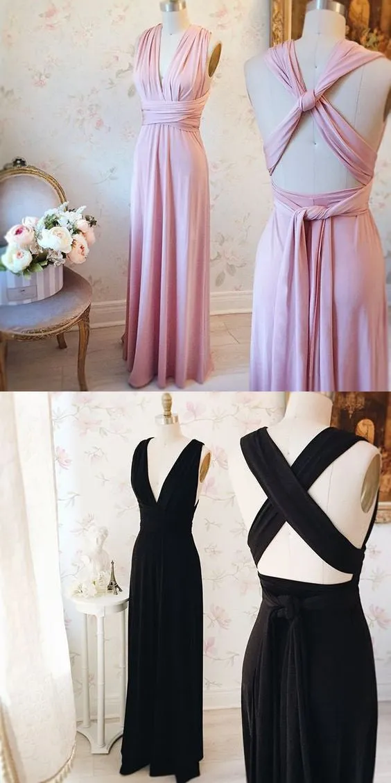 Convertiable Dusty Pink Infinite Long Bridesmaid Dress
