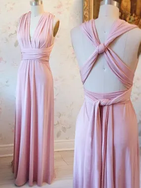 Convertiable Dusty Pink Infinite Long Bridesmaid Dress