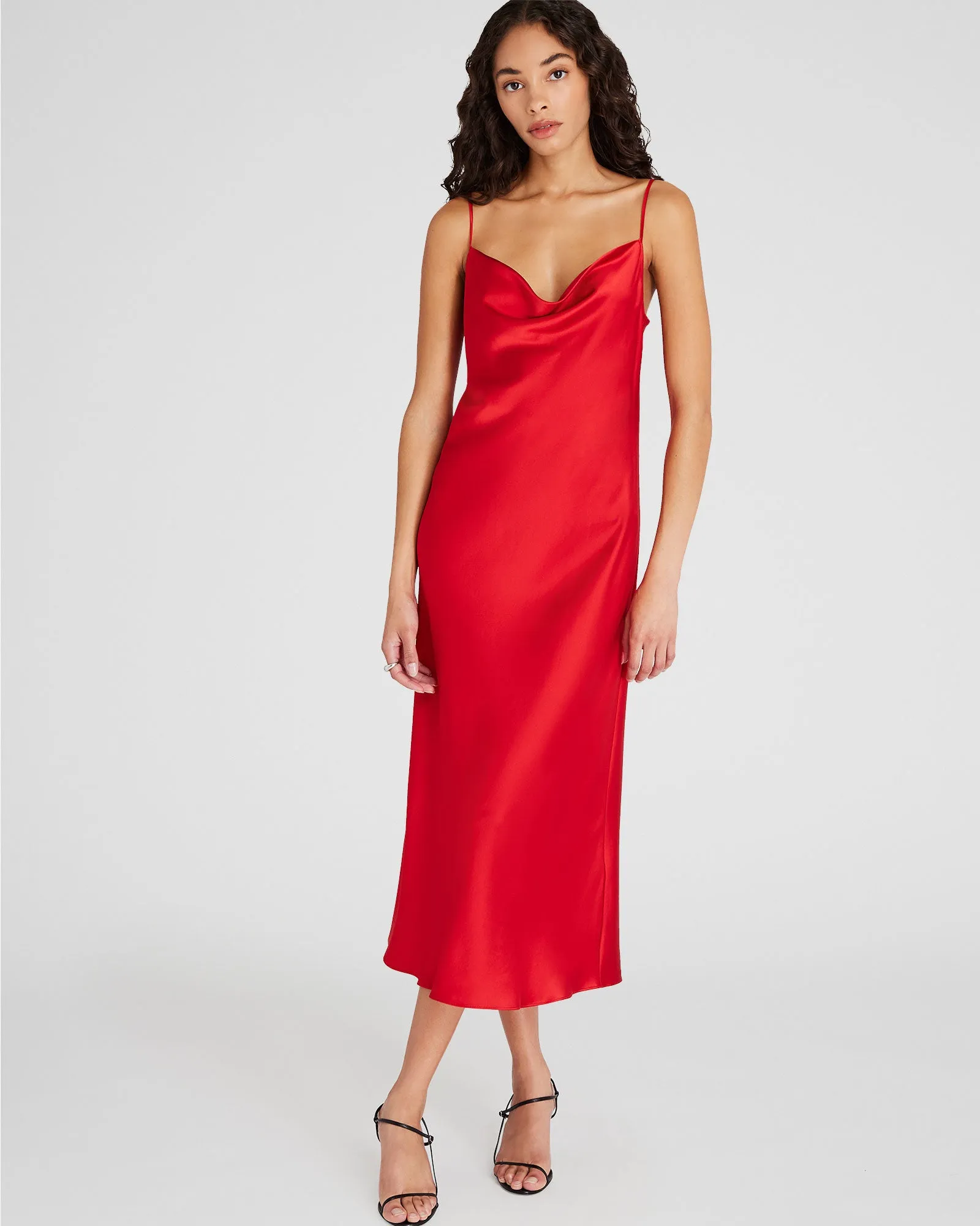 Cowl Neck Silk Midi Dress