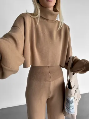 Crop Collar Sweater - Camel