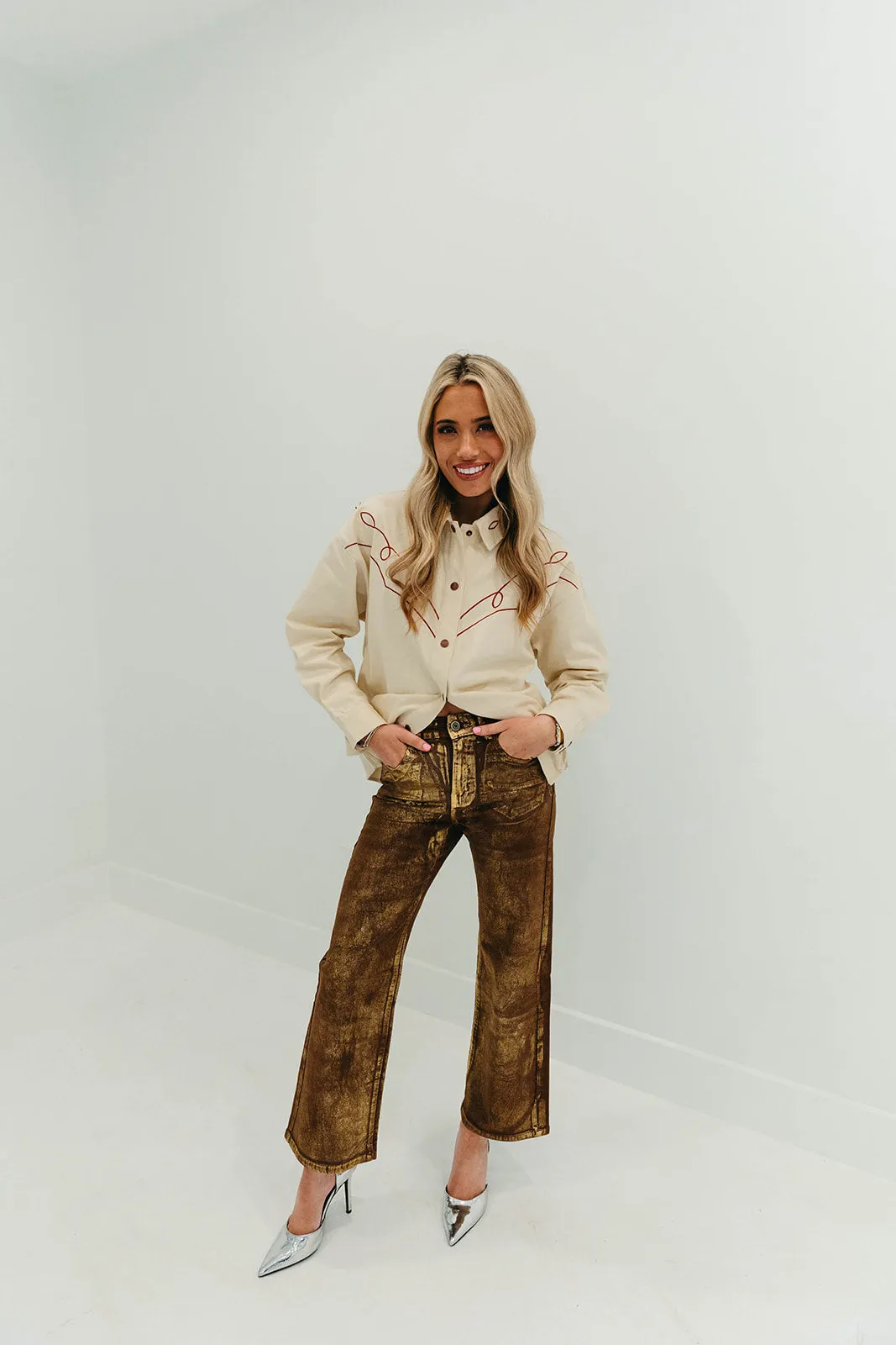 Dallas Metallic Jeans - Brown