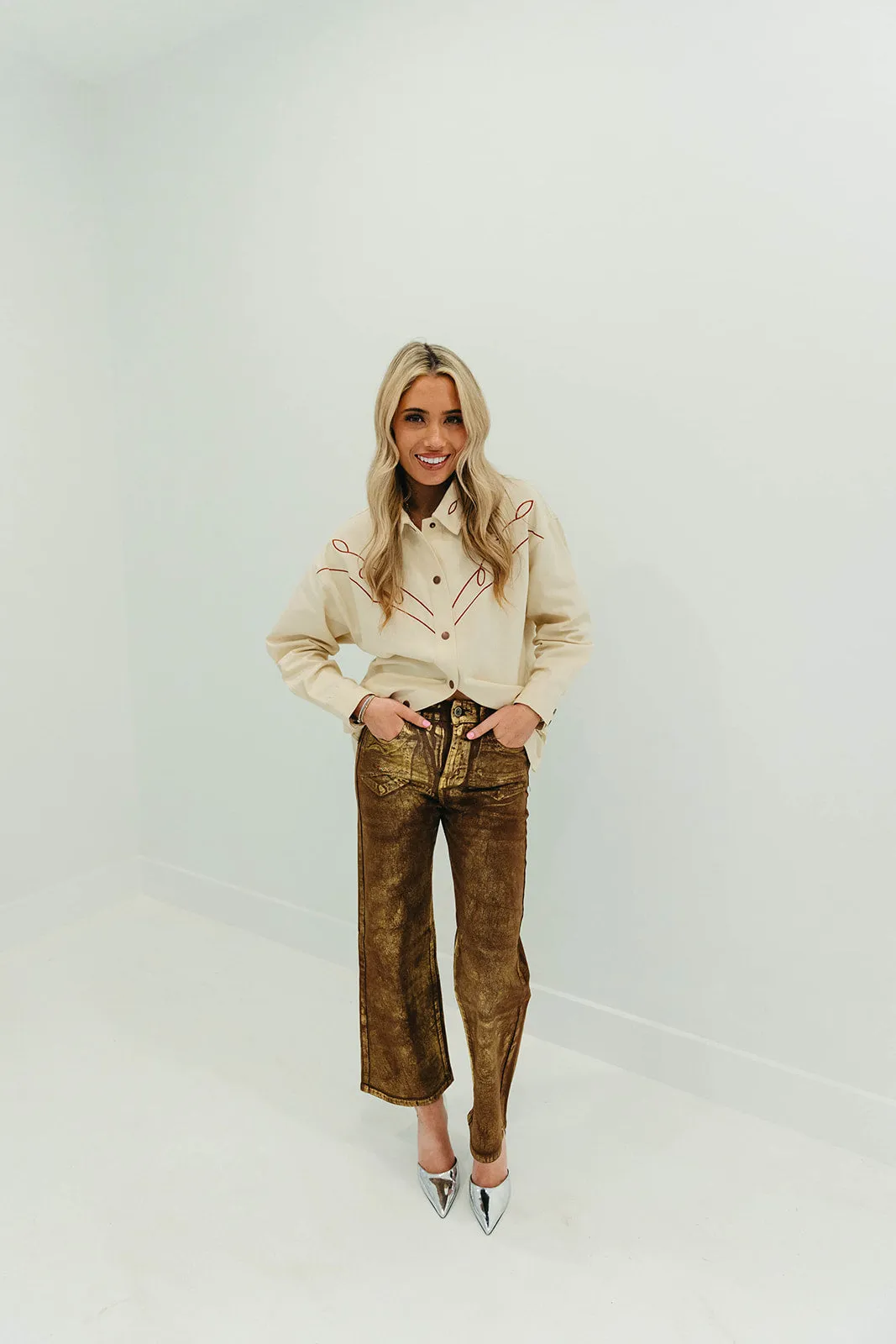 Dallas Metallic Jeans - Brown