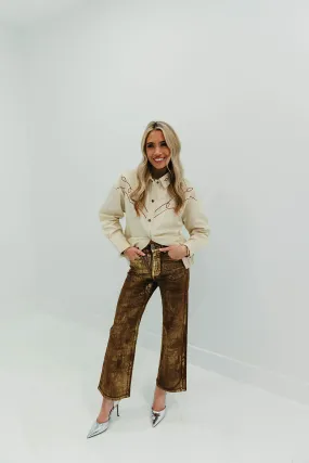 Dallas Metallic Jeans - Brown