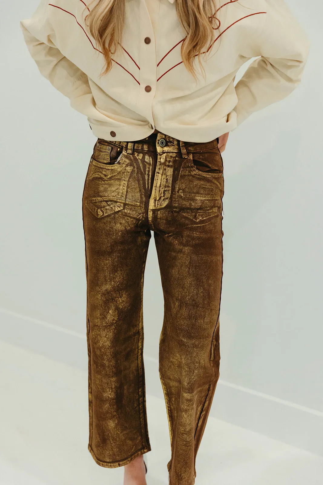 Dallas Metallic Jeans - Brown
