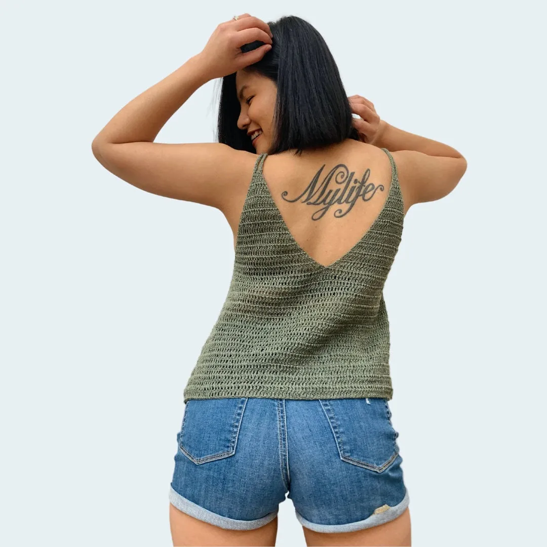 Easy Crochet Tank Top Pattern PDF and bonus Video Tutorial includes women's sizes XS-XXL, a simple easy crochet top for summer