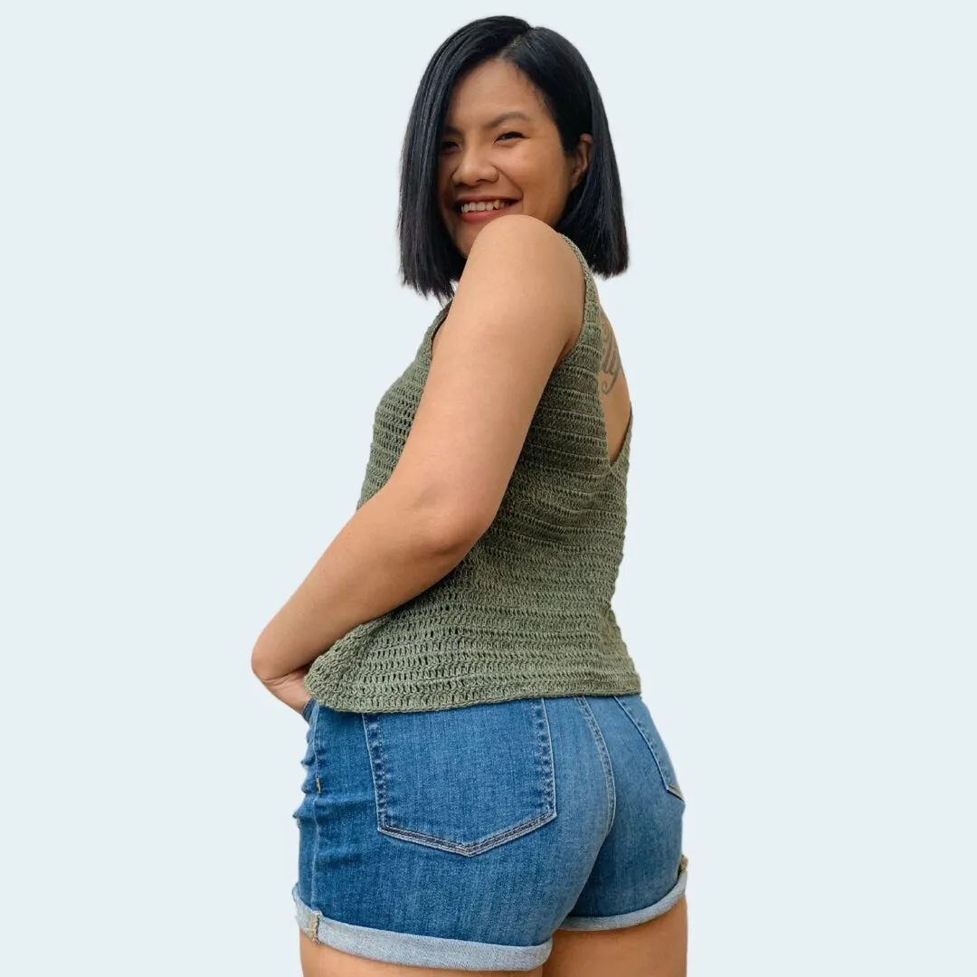 Easy Crochet Tank Top Pattern PDF and bonus Video Tutorial includes women's sizes XS-XXL, a simple easy crochet top for summer