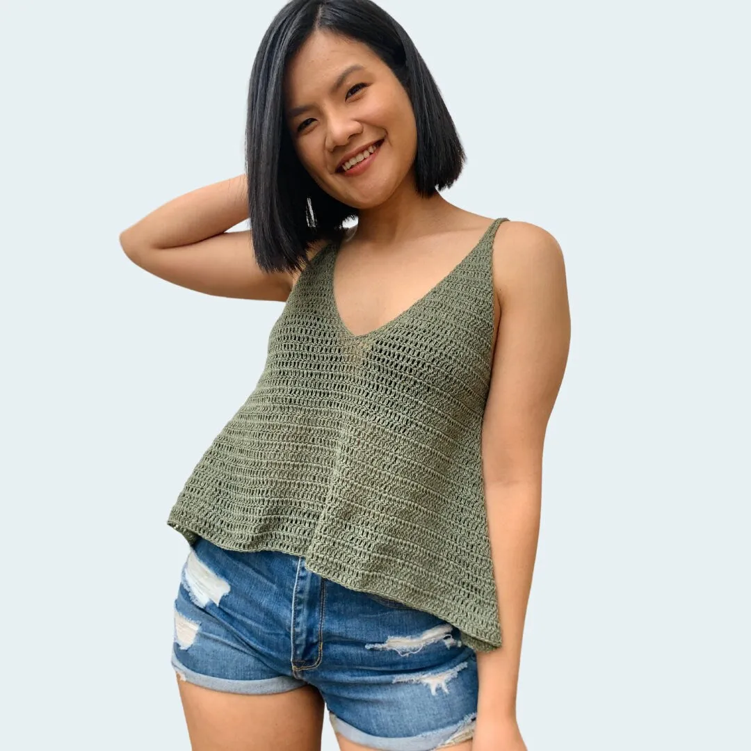 Easy Crochet Tank Top Pattern PDF and bonus Video Tutorial includes women's sizes XS-XXL, a simple easy crochet top for summer