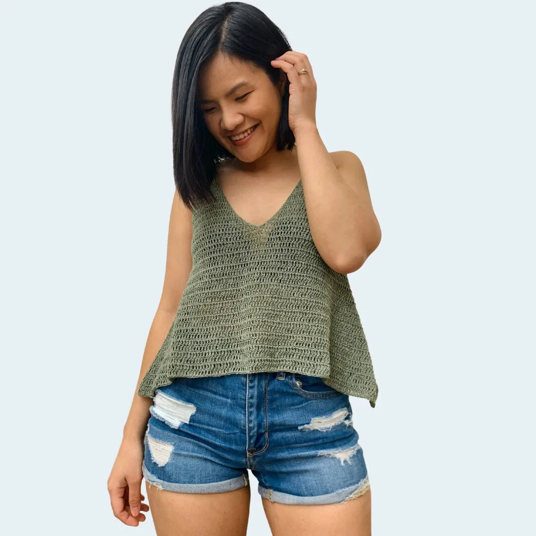 Easy Crochet Tank Top Pattern PDF and bonus Video Tutorial includes women's sizes XS-XXL, a simple easy crochet top for summer