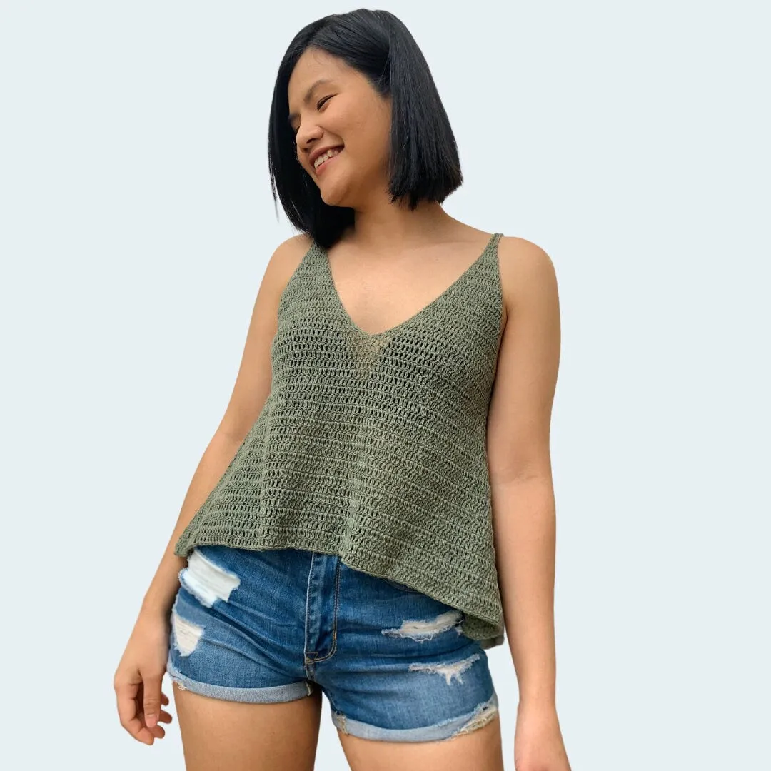 Easy Crochet Tank Top Pattern PDF and bonus Video Tutorial includes women's sizes XS-XXL, a simple easy crochet top for summer