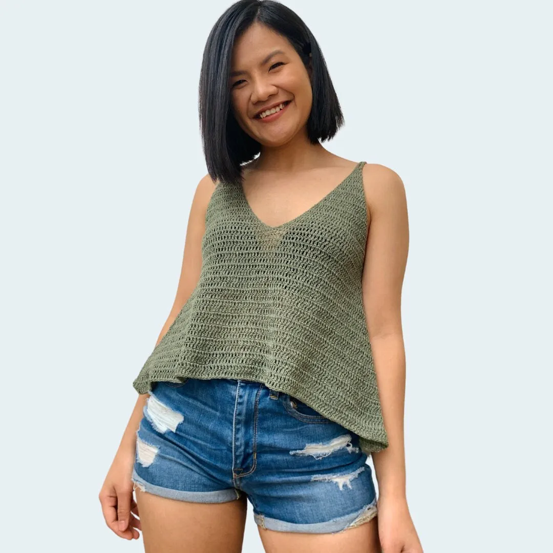 Easy Crochet Tank Top Pattern PDF and bonus Video Tutorial includes women's sizes XS-XXL, a simple easy crochet top for summer