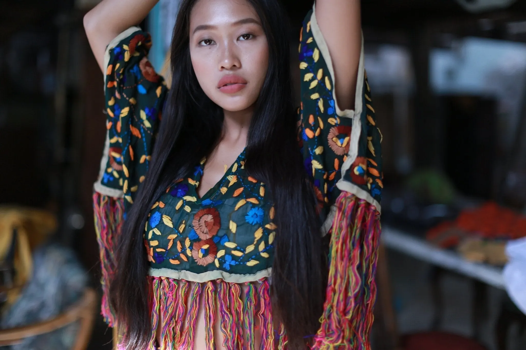 EMBROIDERED FRINGE TOP ANNELIES