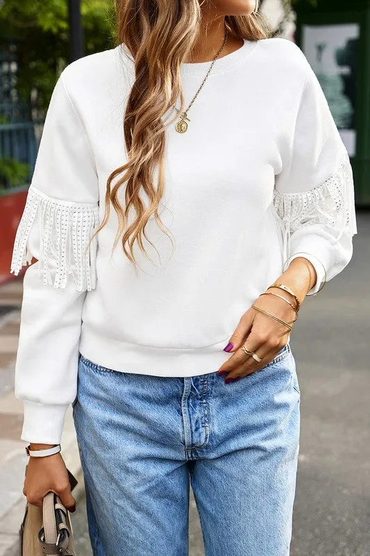 Fringe Round Neck Sweater