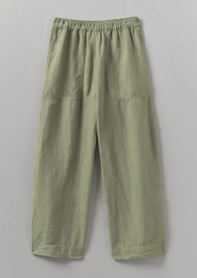 Garment Dyed Linen Barrel Leg Trousers | Salvia