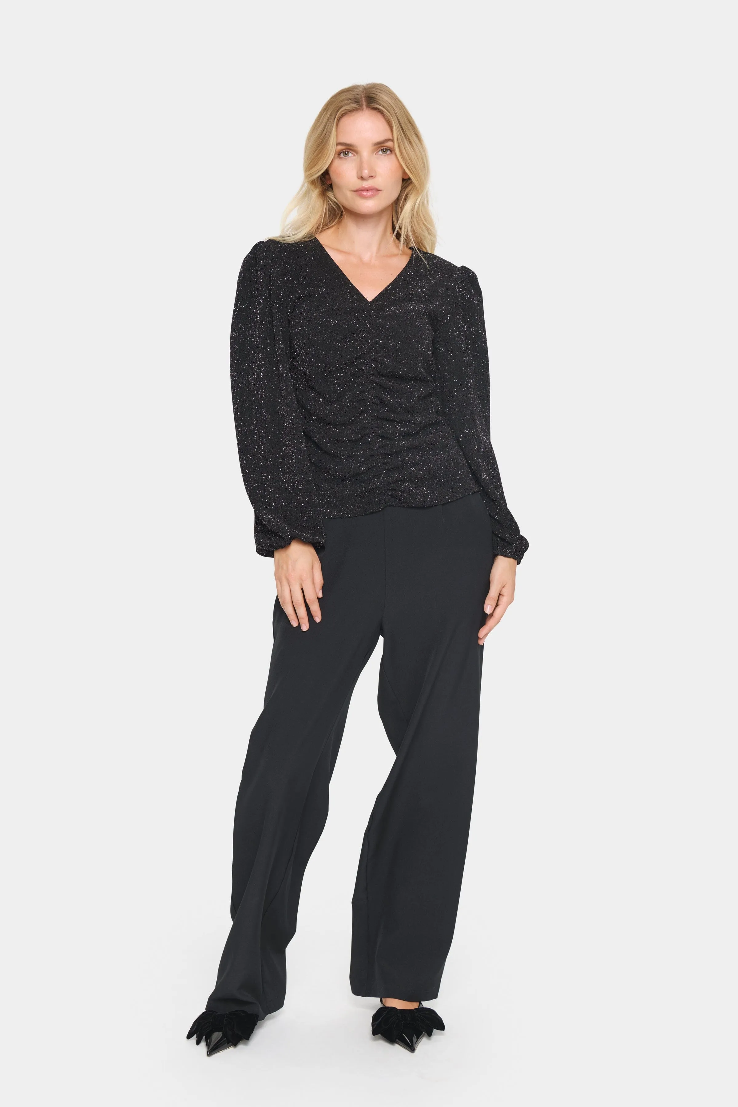 GLITTERY VNECK BLOUSE