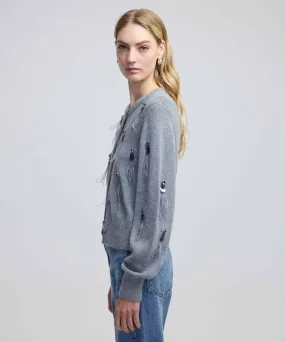 Ipekyol Cardigan With Sequin And Ostrich Embroidery Anthracite