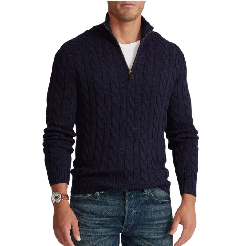 Knitted Zip-Turtleneck Sweater Men
