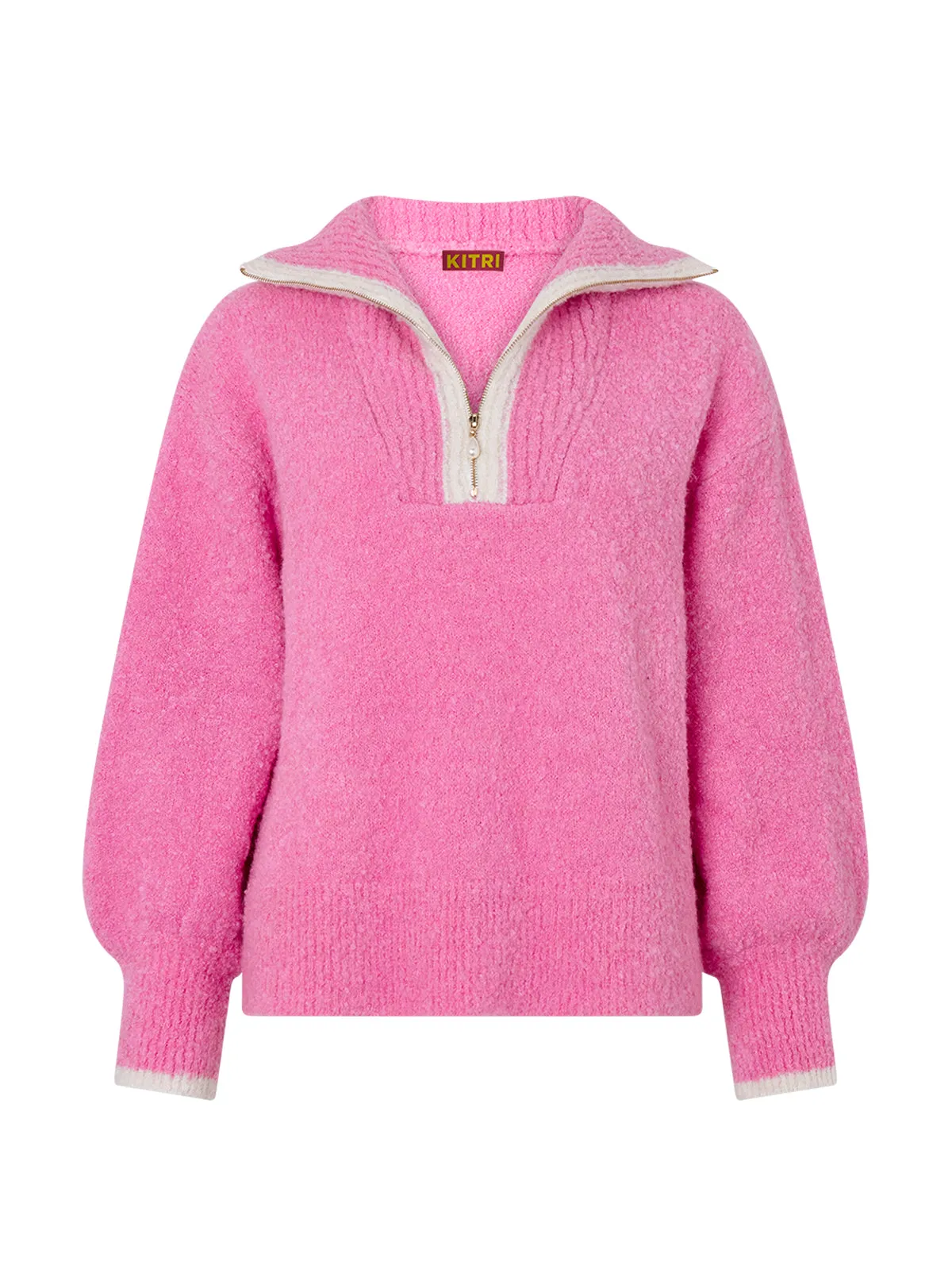 Lorna Pink Alpaca Blend Boulce Zip Up Sweater