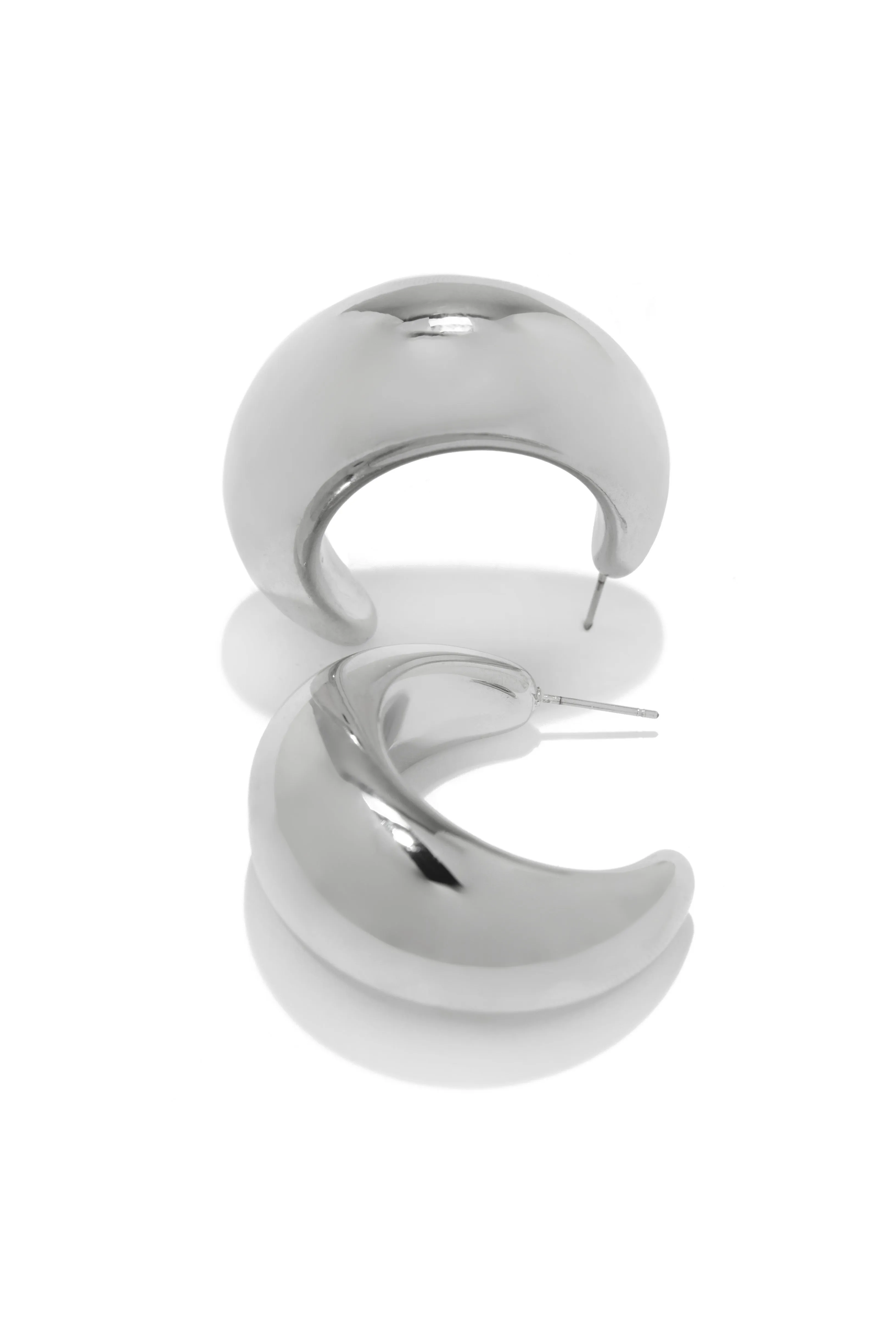 Luna Chunky Hoop Earring - Silver