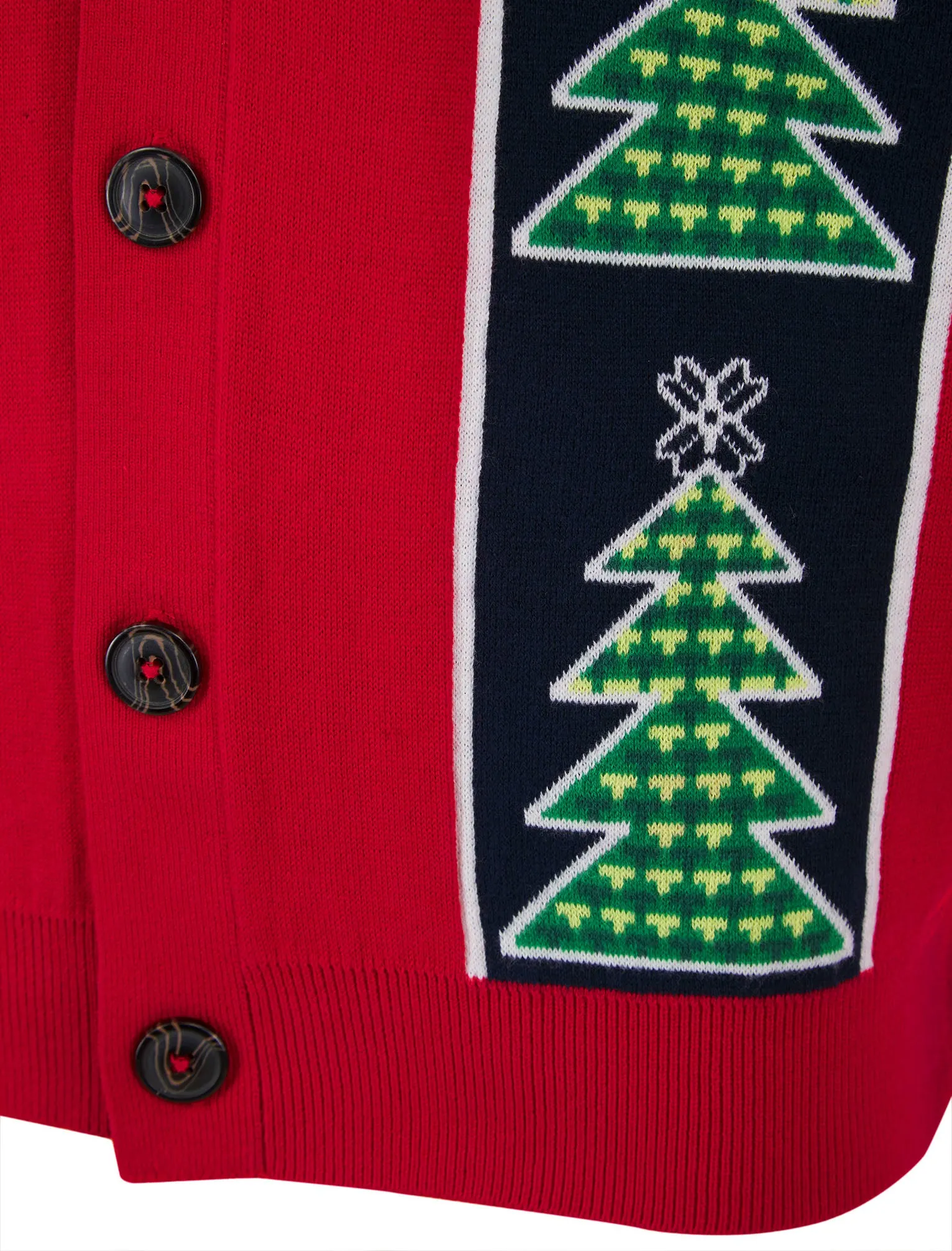 Men's Osier Christmas Tree Pattern Novelty Knitted Christmas Cardigan in George Red - Merry Christmas
