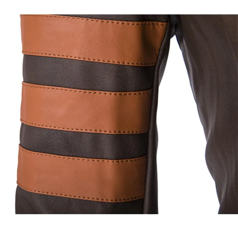New Men Leather Jacket Cosplay Fashion Patchwork PU Motorcycle Jacket Male Casual Windbreaker Coats