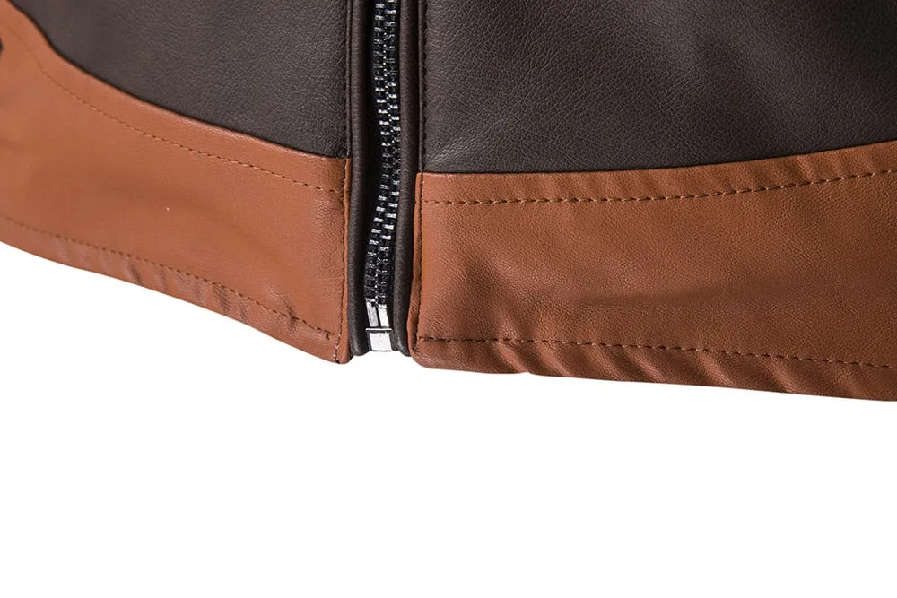 New Men Leather Jacket Cosplay Fashion Patchwork PU Motorcycle Jacket Male Casual Windbreaker Coats