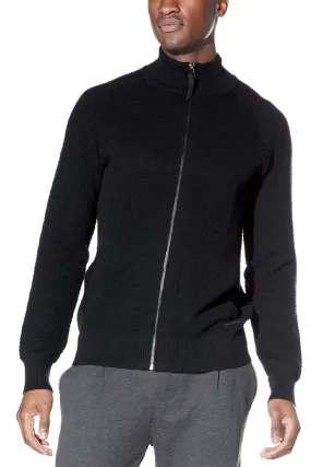Nikhil Zip Funnel Sweater | Black