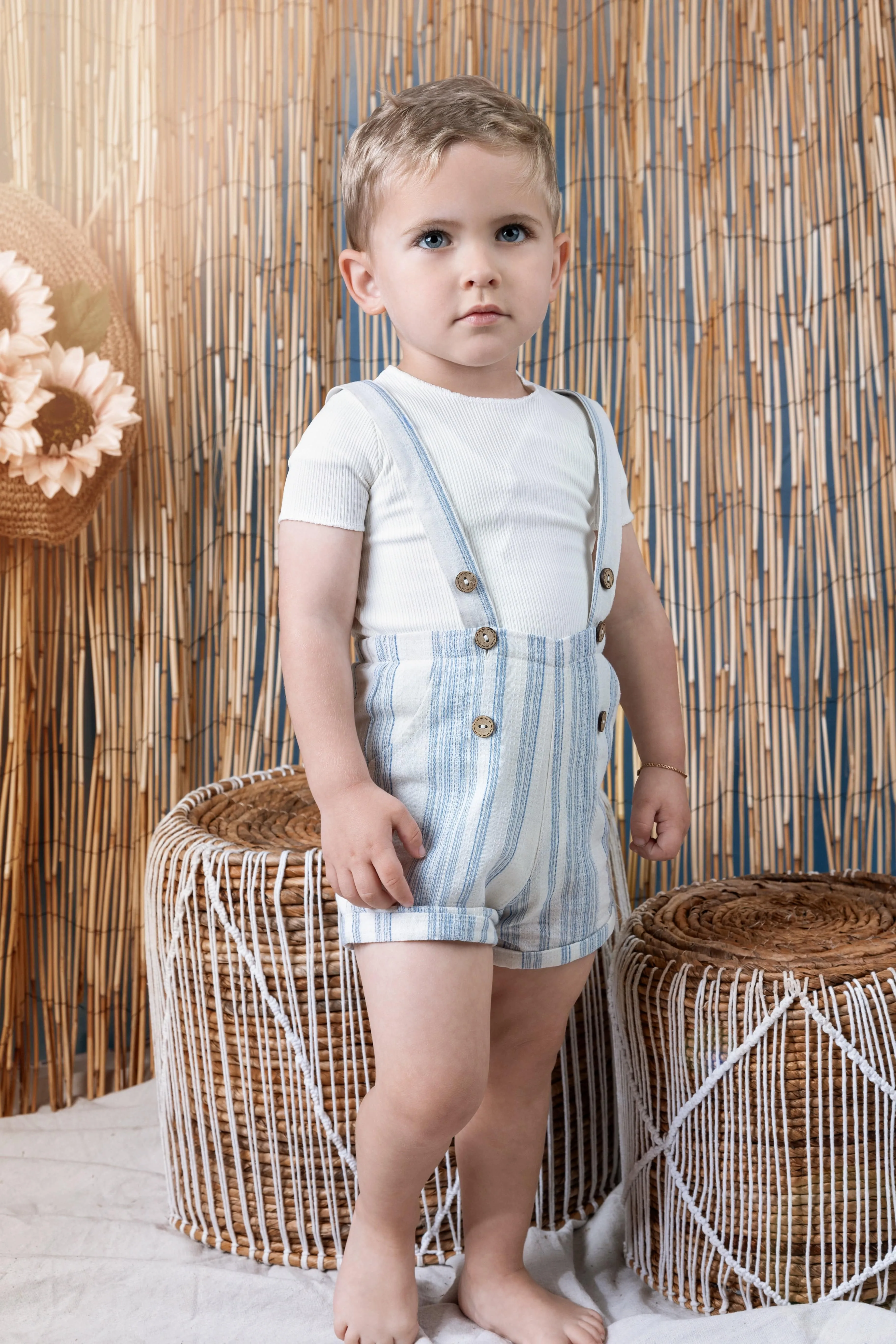 Noma Striped Button Overall
