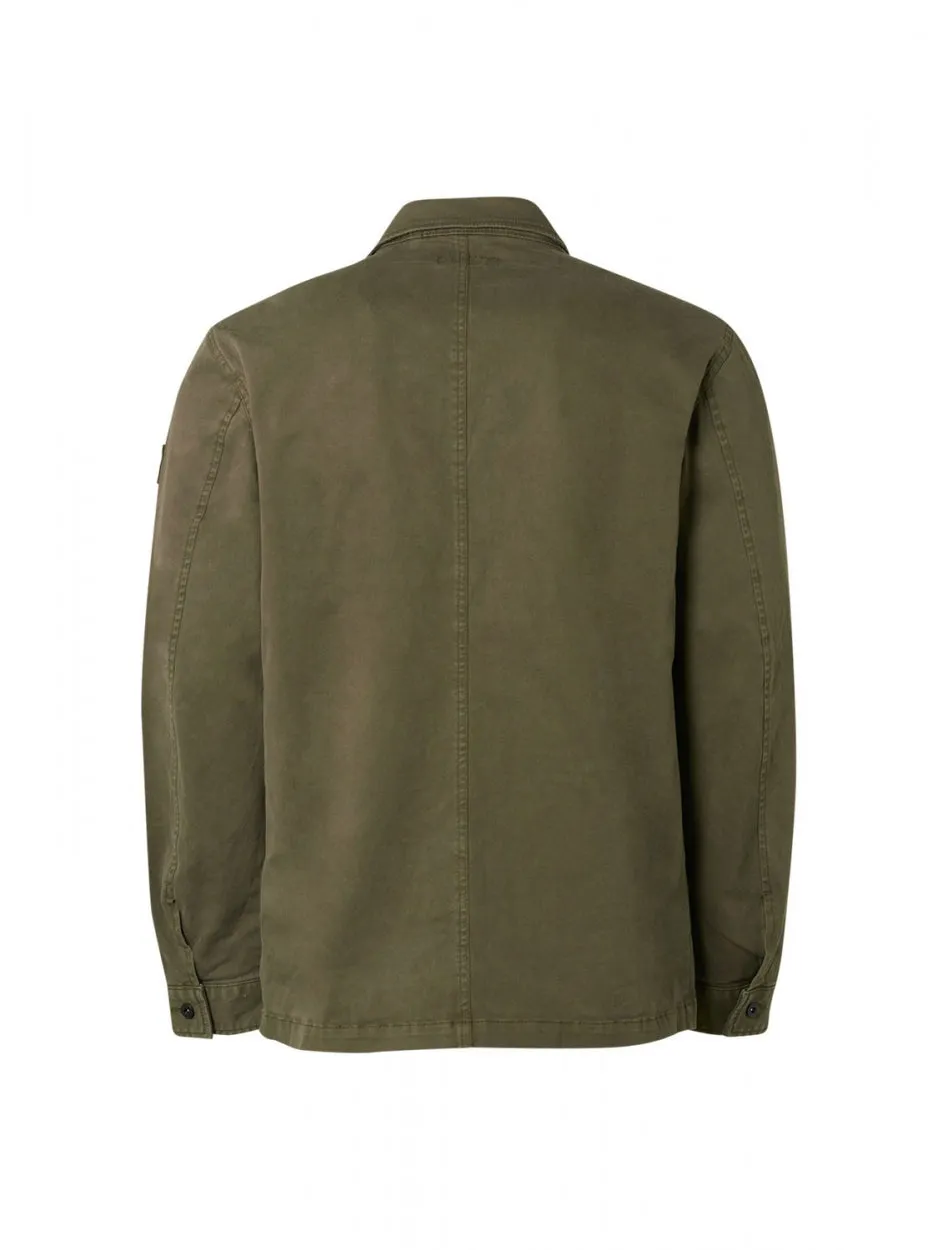 Overshirt Button Closure Garment Dyed Stretch | Army