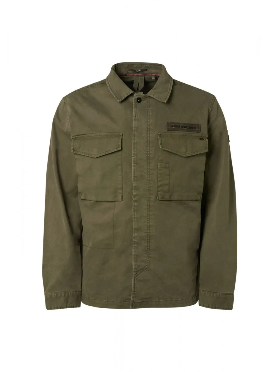 Overshirt Button Closure Garment Dyed Stretch | Army