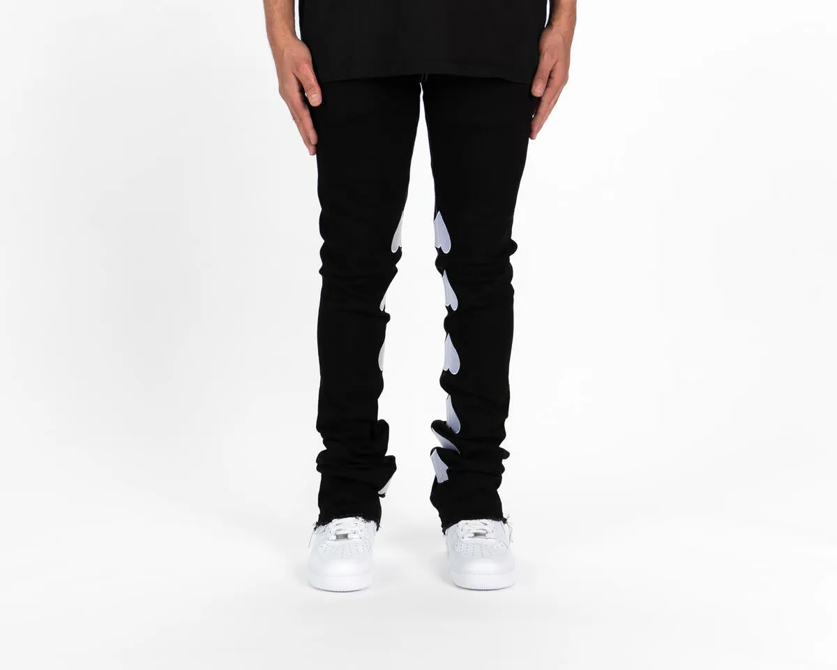Pheelings CONNECTING SOULS FLARE STACK DENIM-EMBROIDERY (JET BLACK)