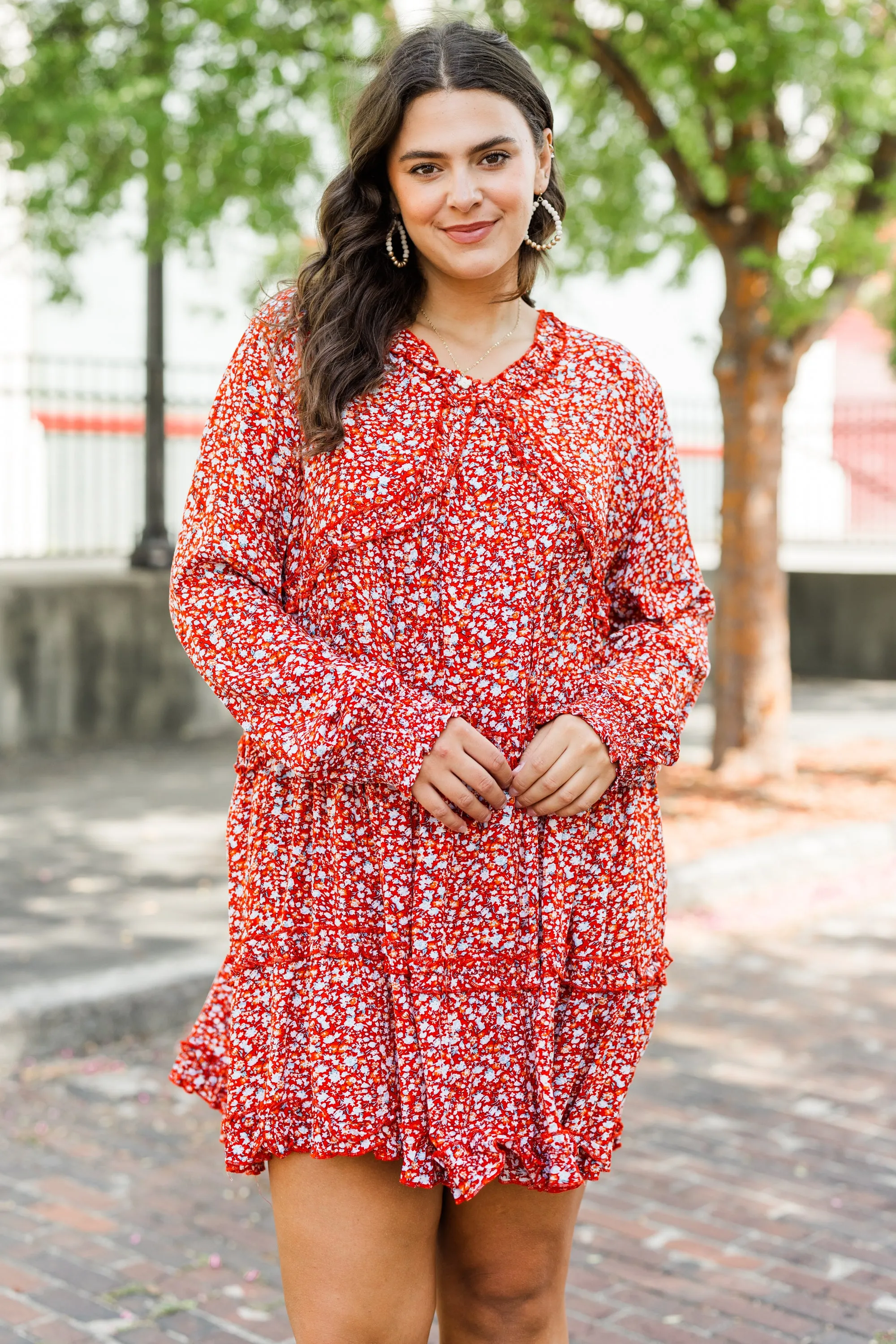 Phenomenal Florals Dress, Red